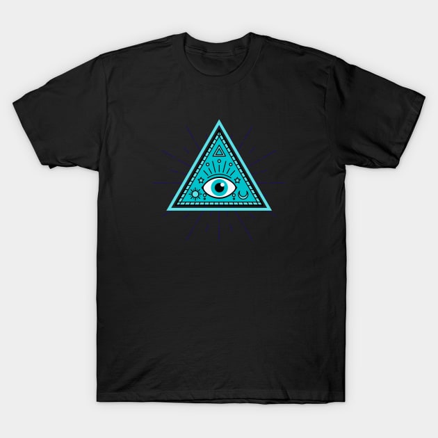 All Seeing eye - light blue with light blue eye T-Shirt by Just In Tee Shirts